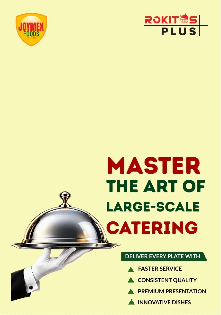 Cover of the Joymex Foods Master the Art of Large-Scale Catering brochure